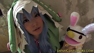 Japonasas cosplay bébé fodido até cumsprayed
